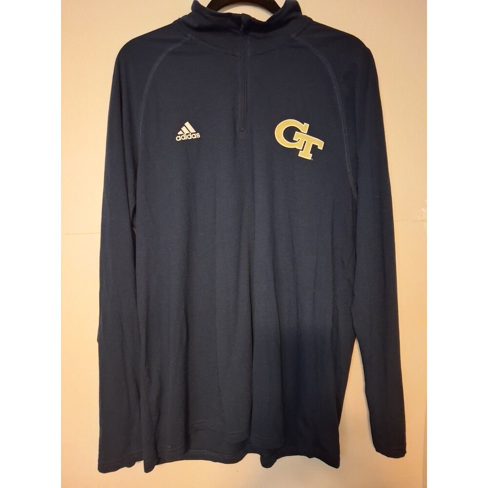 Adidas Georgia Tech Navy Blue Sweatshirt 1/2 Zip Pullover Long Sleeve Shirt XL